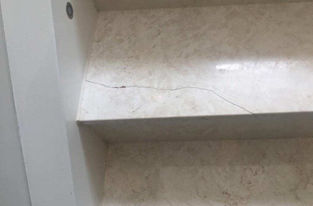 Crack repairs carried out on a Limestone stair