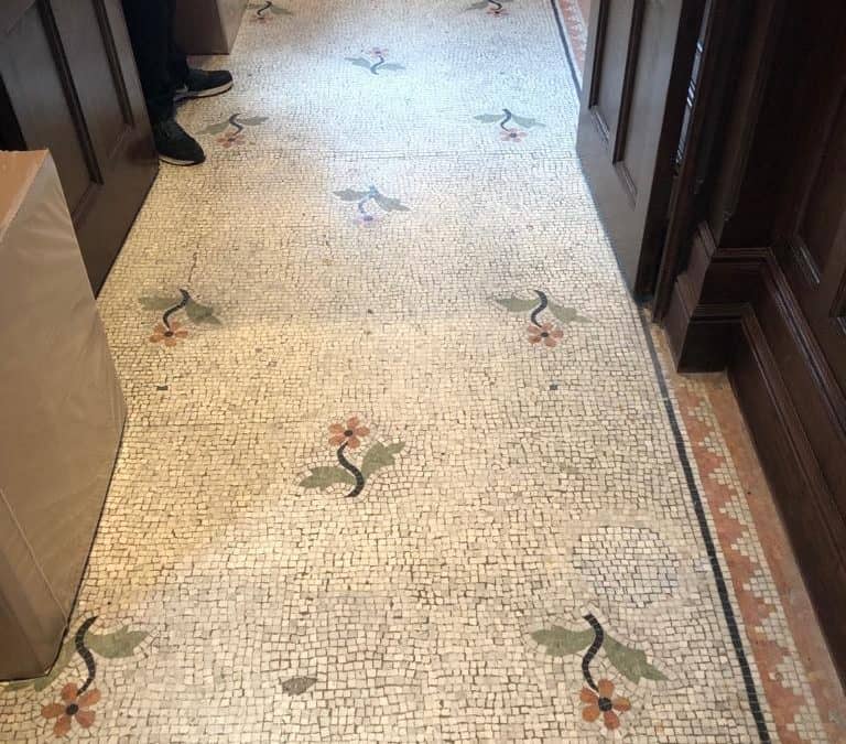 Marble mosaic floor restoration