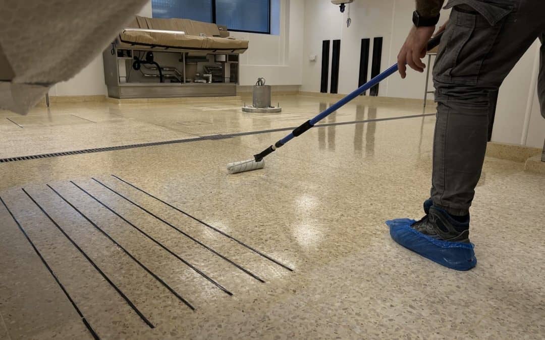 Terrazzo floor restoration in Hospital