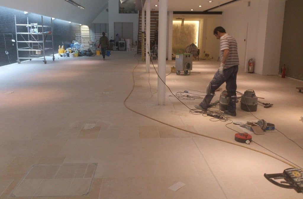 Furniture showroom limestone floor restoration