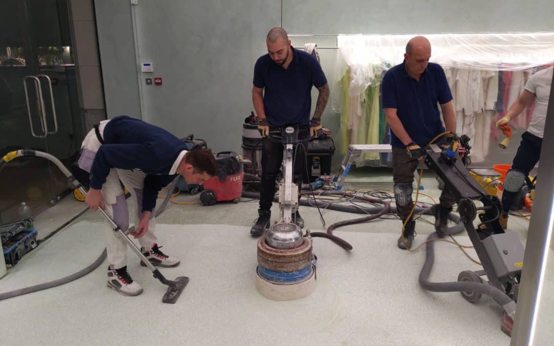 Terrazzo floor repair and refinish