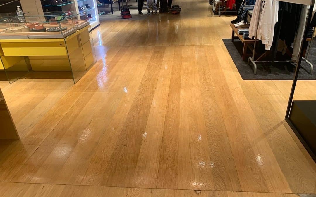 Shopping mall wood floor restoration